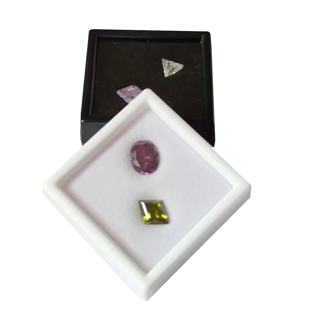 

Glass Lid Gemstone Display Box Loose Diamond Jewelry Case Gems Stone Charms Storage Organizer Zircon Packaging Gift Box 20Pcs