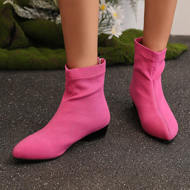 

Color Women Ankle Boots Low Heels Comfort Daily Autumn Shoes Lady Office Short Booties With Zip