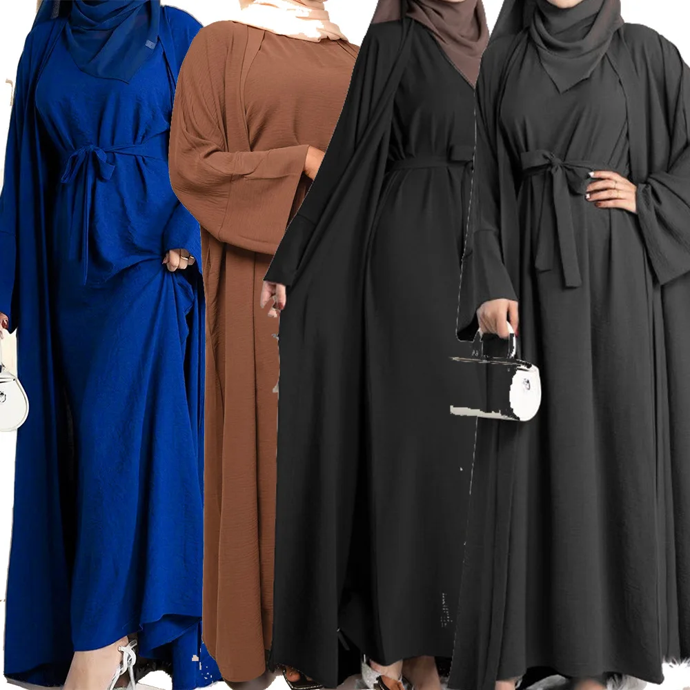 

Middle East Arabic Dress Vest Belt Robe Saudi Turkey Characteristics Solid Color Lace-up Two-piece Set Cw04648