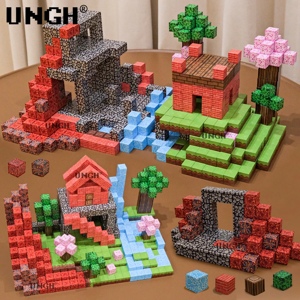 UNGH 100-400 pièces bloc magnétique figurines poupée homme bloc de Construction aimant Puzzle jouet ensemble de Construction tige Construction bricolage jouet cadeaux