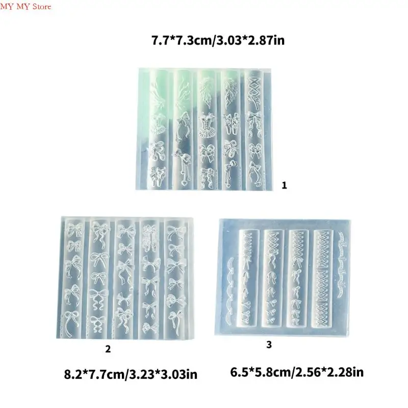 N1HE 실리콘 네일 아트 곰팡이 실리콘 템플릿 네일 디자인 도구 Bow Knot 시리즈