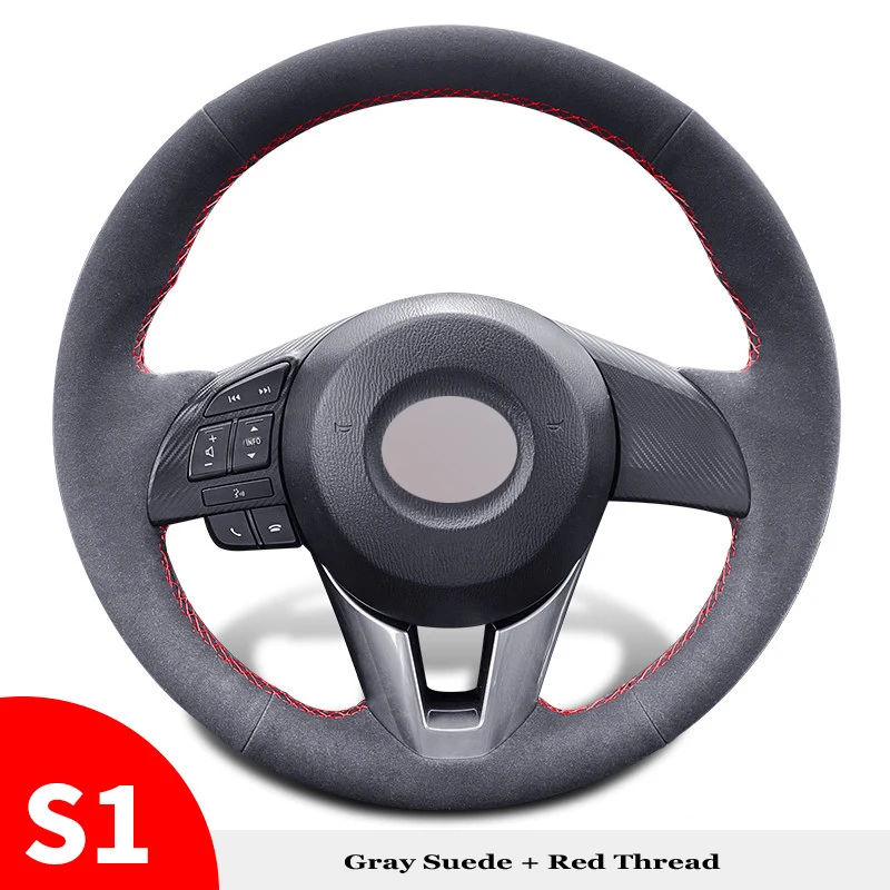 Genuine Leather Suede Hand Sew Steering Wheel Cover Wrap Car Accessories Specifically for Mazda 2 Mazda 3 Axela 6 Atenza CX3 CX5