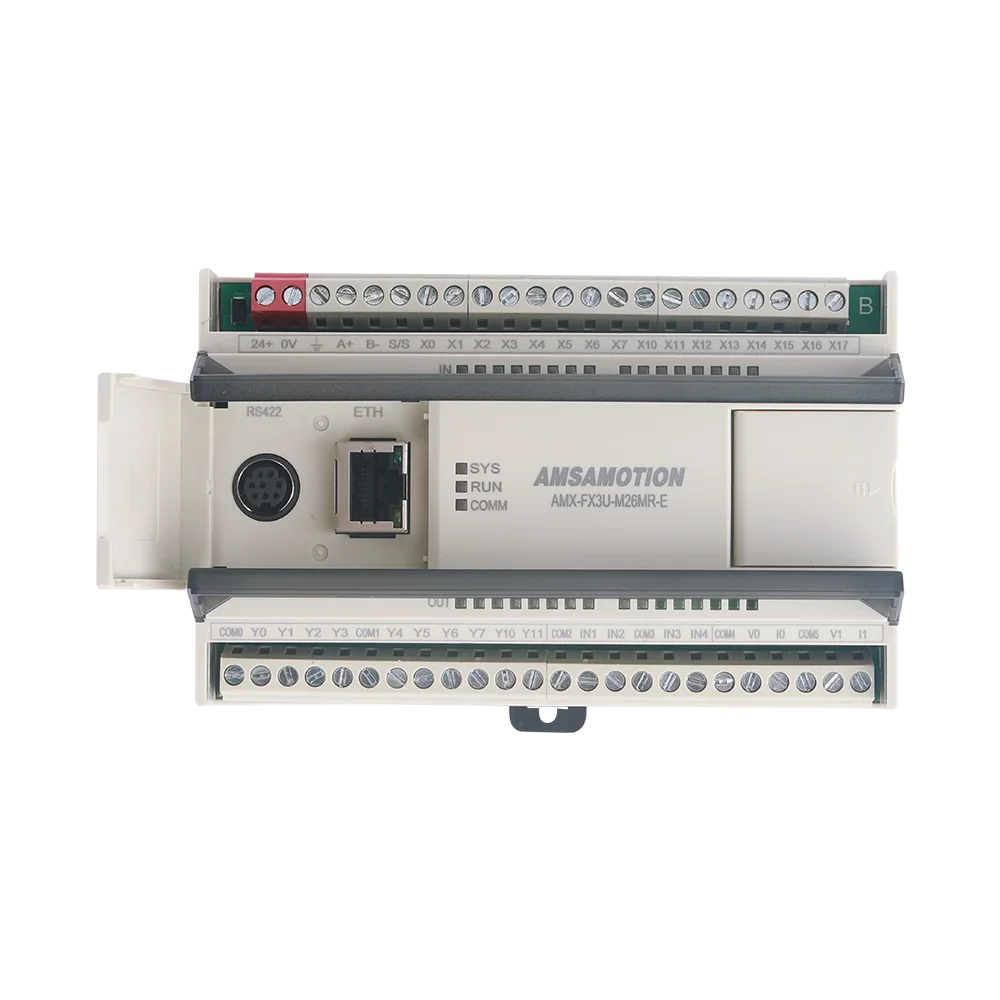 Imagem -04 - Plc para Controlador de Programação Mitsubishi Porta Ethernet Transistor Relé Digital 16i 10o Analógico 4i 2o Fx3u-m26mt-e Fx3u-m26mr-e