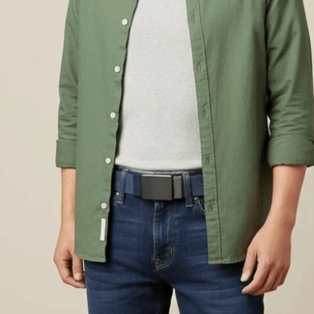 

Adjustable Alloy Men Weaving Belt Contrast Color Texture Both Sides Available Belt Sturdy Durable Nylon Waistband Boys