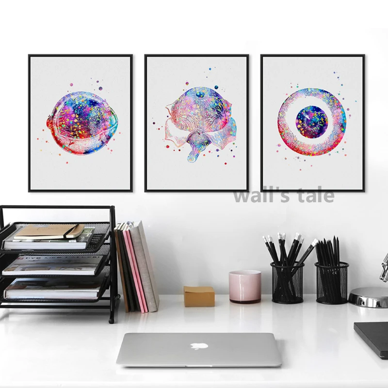 Ophthalmologist Optician Gift Floral Eye Anatomy Art Print Refractor Poster Microscope Canvas Painting Doctors Office Wall Decor