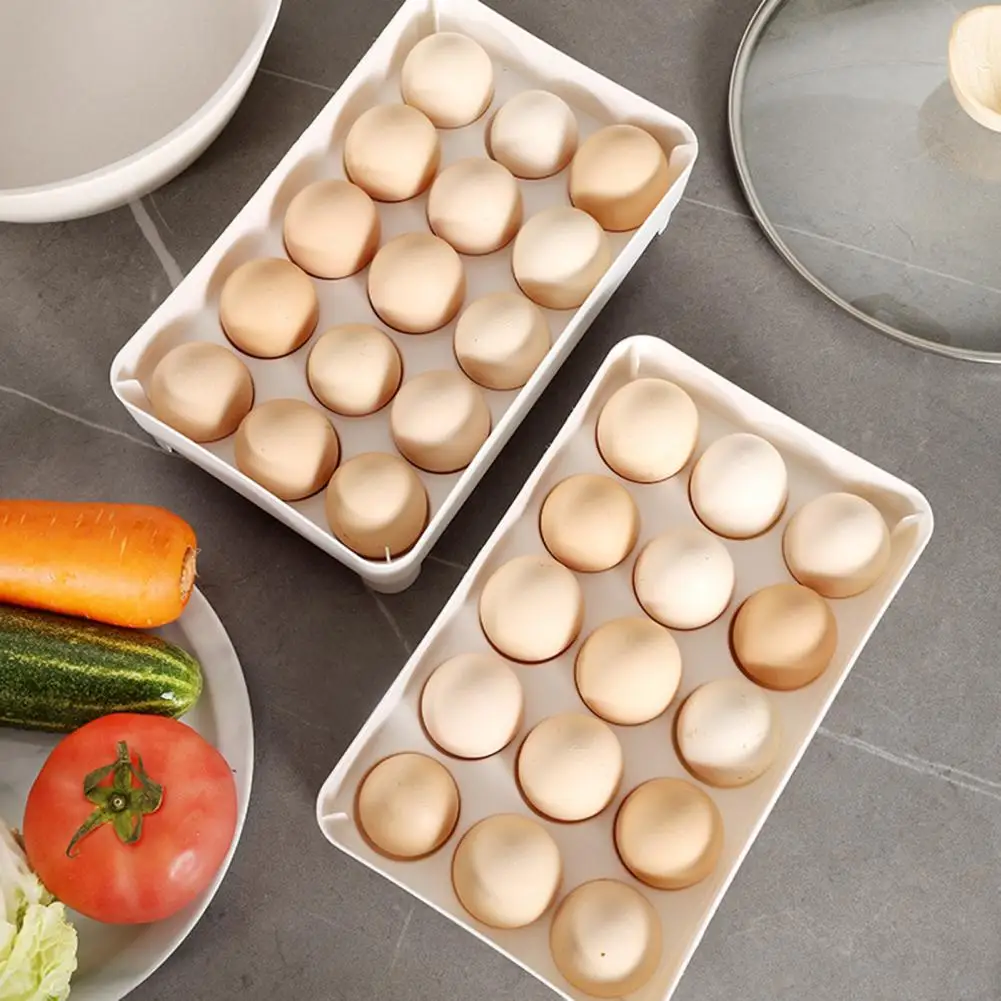 Sturdy Plastic Egg Holder Capacity Stackable Egg Storage Box for Refrigerator High Stability Fridge Organizer with Space-saving