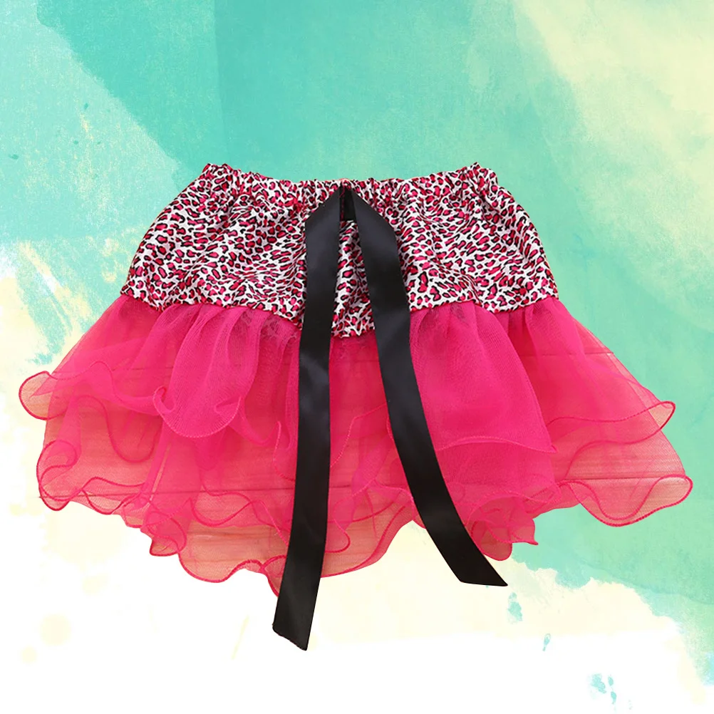 Leopard 3 Layer Ballet Tutu Skirt Rose Red for Kids Ballet Dance Dress Up Costume Party Skirts Kids Tutu Skirt