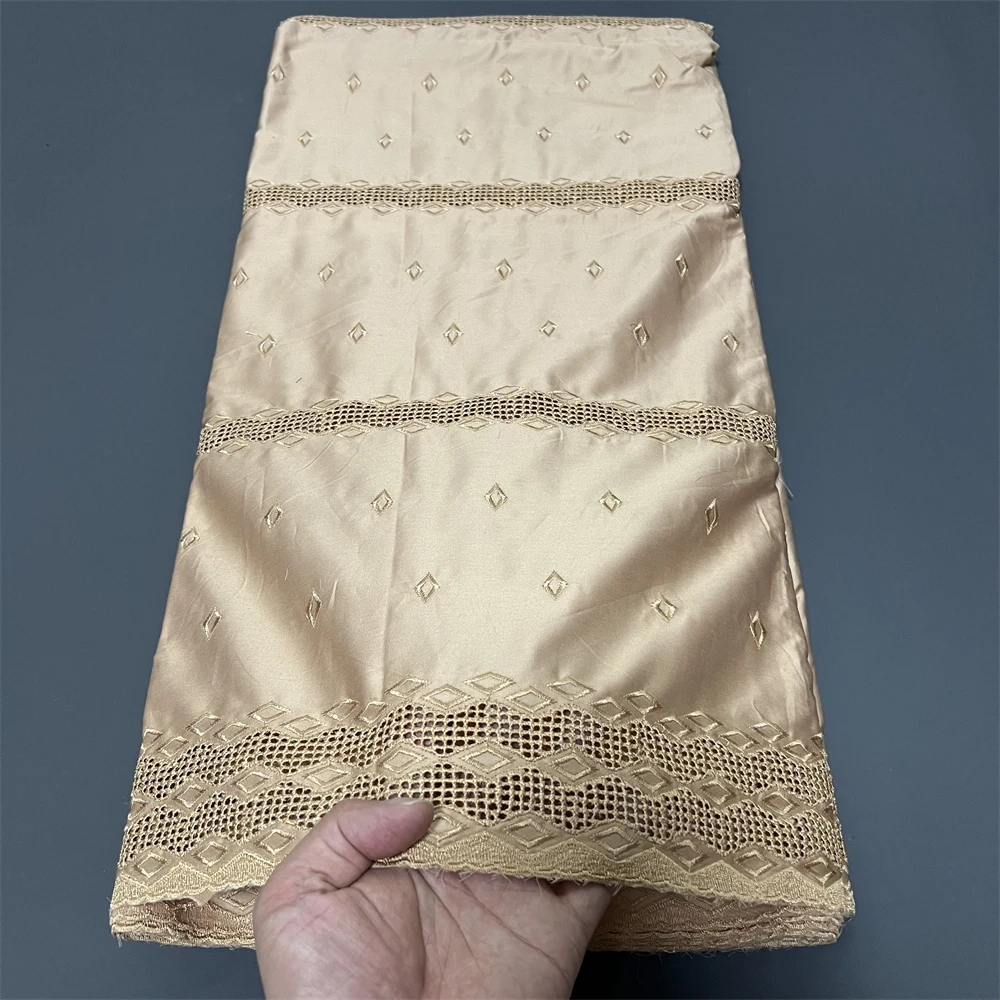 

2025 African Nigerian Tulle Lace Fabric for Dress Sewing High Quality Damask Cotton Pure Embroidery Wedding Party 5Yard hz1392