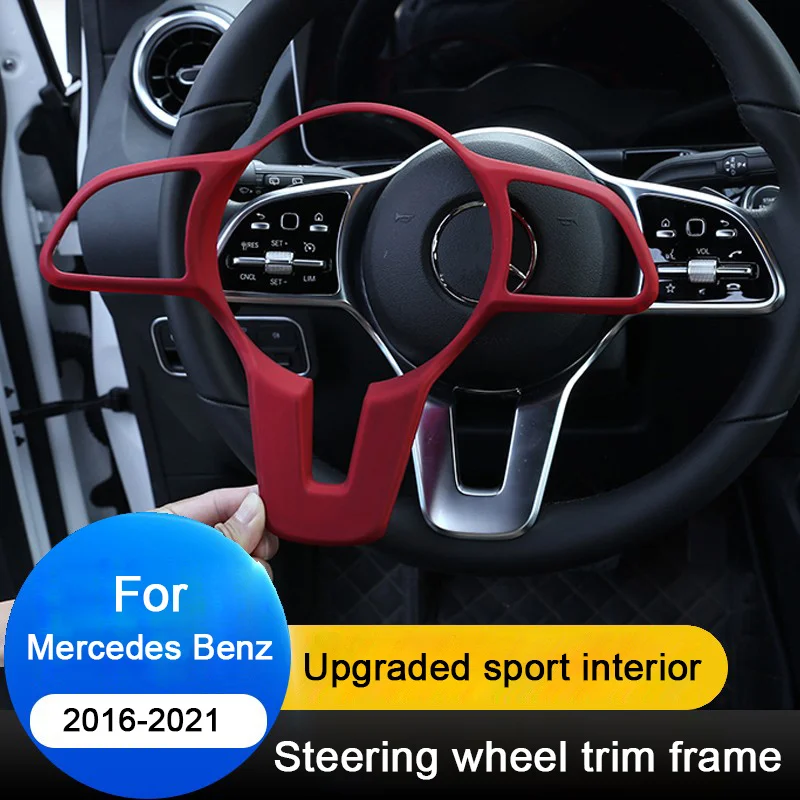 

For Mercedes Benz E Class W213 C Class W205 GLC X253 2016-2019 2020 2021 Car Steering Wheel Decorative Frame Trim Cover Panel