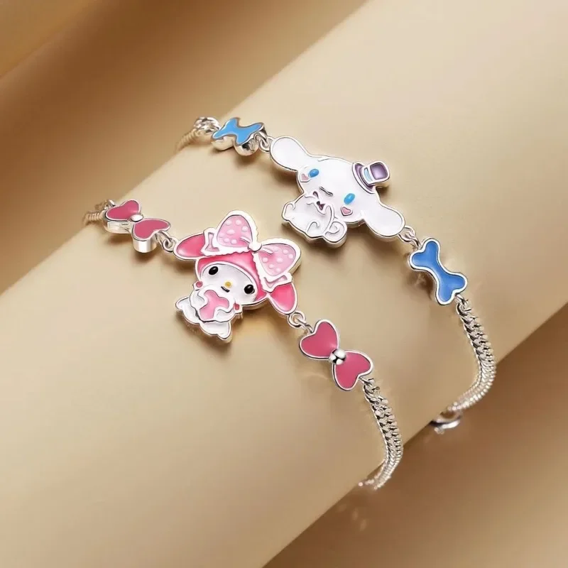 

Cinnamoroll Anime Kawaii MINISO Sweet Bracelet Cute Cartoon My Melody Ins 925 Silver Fashion Accessory Gifts for Girls