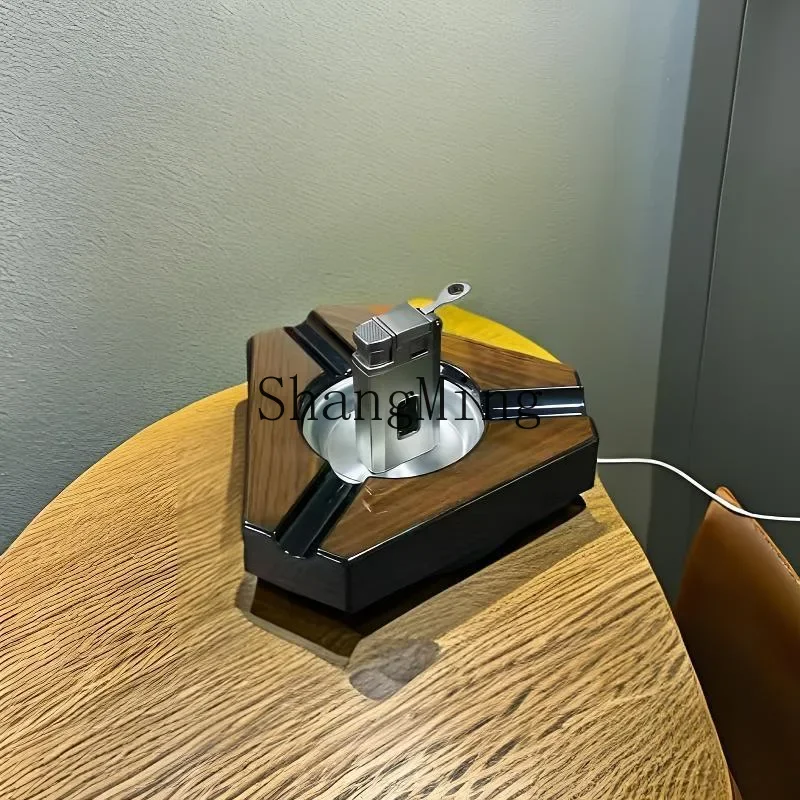 

CL triangular cigar ashtray for home hotel clubs special polished craft wood grain solid wood