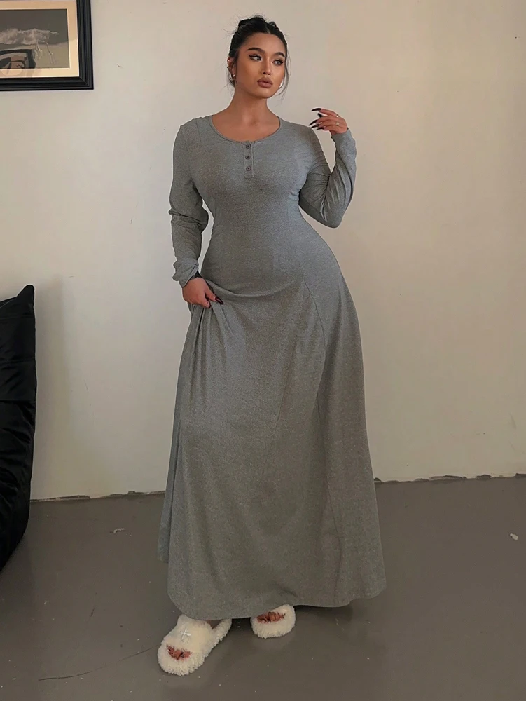 Grande taille automne nouveauté femmes Chic couleur unie tricoté élégant taille défini minceur a-ligne jupe avec drapé