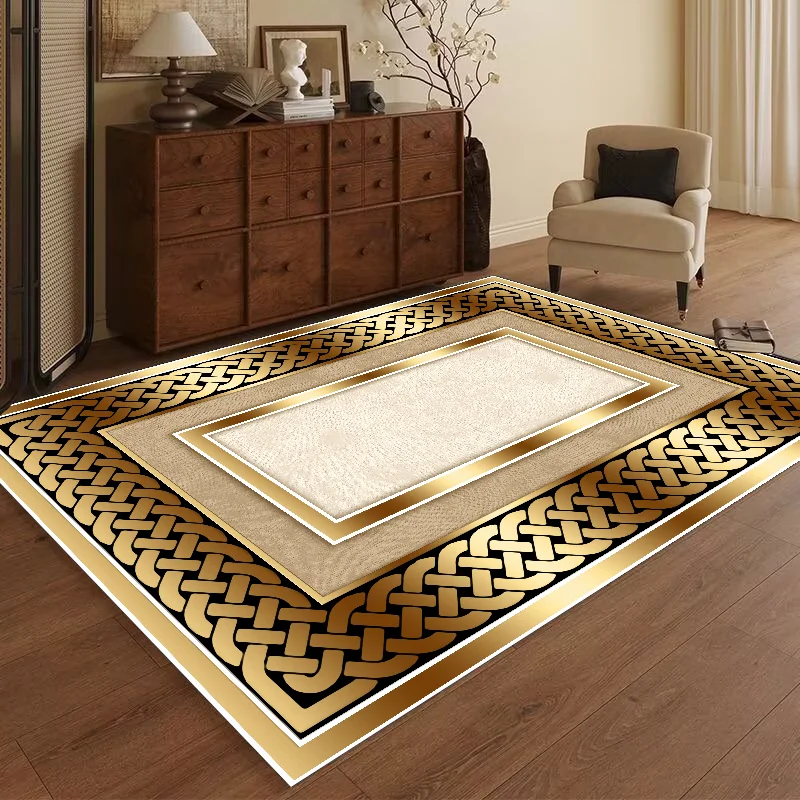 

Роскошный CARPET FOR LIVE ROOM, золотые ковры, черный нескользящий коврик, мягкий коврик для входной двери для спальни, моющееся украшение для гостиной, дома