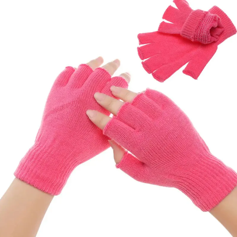 1 Pair New Knitted Fingerless Gloves Outdoor Elastic Half-finger Riding Gloves Fall And Winter Warm Cycling Equipment