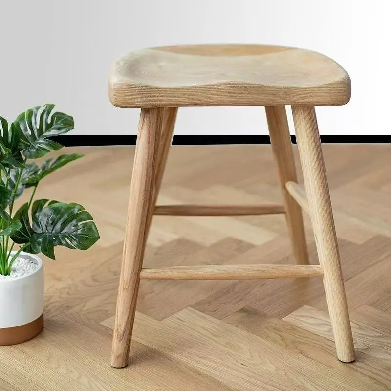 Solid wood dining chair bar chair milk tea shop beauty dressing stool household high stool bar chair