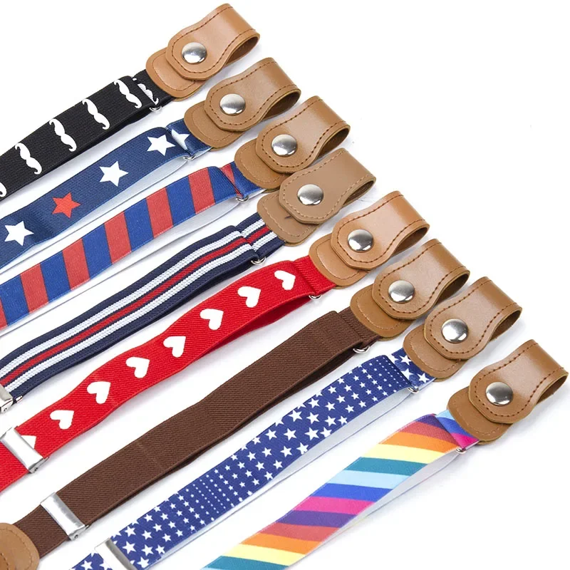 Press Buckle Style Kids Elastic Lazy Belt Versatile Jeans Belt Elastic Stretch Belt for Teen Kids Girls Adjustable Length