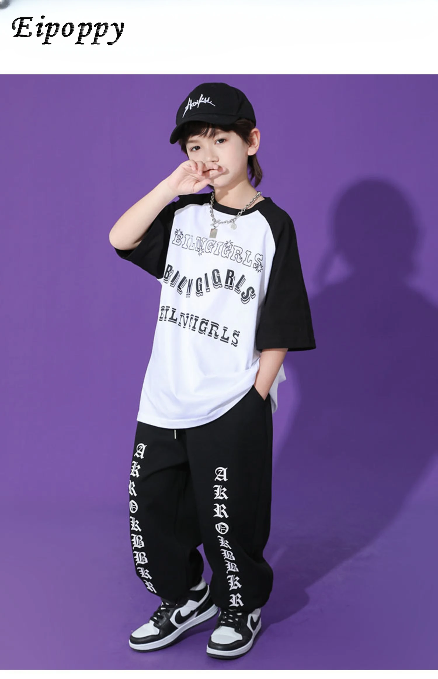 ملابس هيب هوب عصرية للأطفال ، بدلة شارع مقلية ، زي أداء ، ملابس رقص جاز ، ملابس بنات