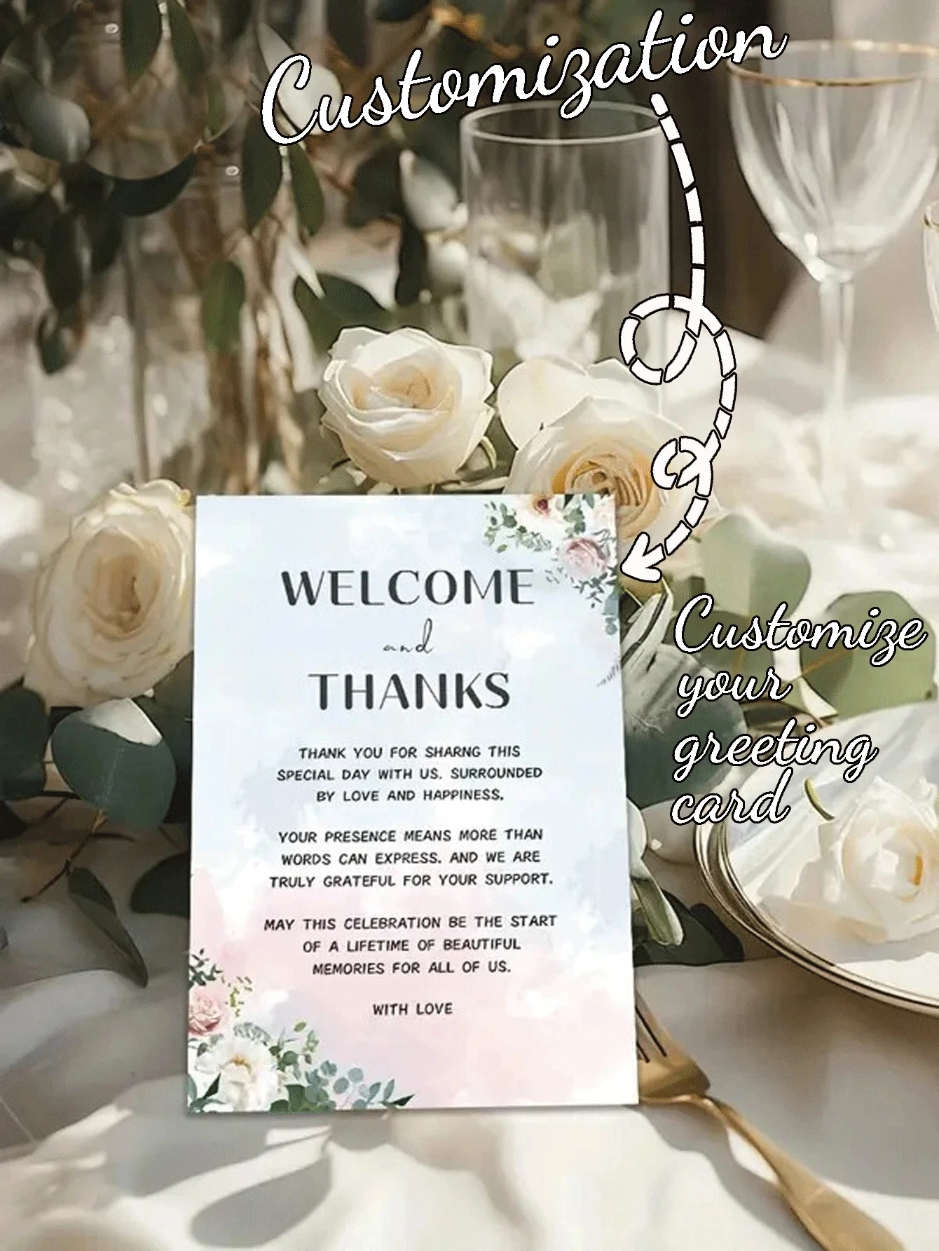 شخصية مخصصة الزفاف شكرا لك بطاقات الأزهار حديثي الولادة اكسسوارات التخطيط لوازم ضيف ديكور للطاولات حفلات الزفاف الخطوبة #1