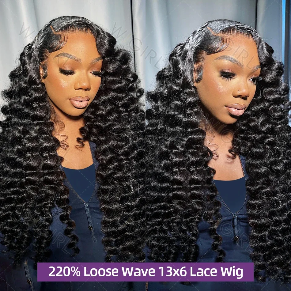 Perruque Lace Front Wig Deep Wave brésilienne naturelle-At Wave, 13x6 HD, 13x4, 30 40 pouces, 200%, pour femmes