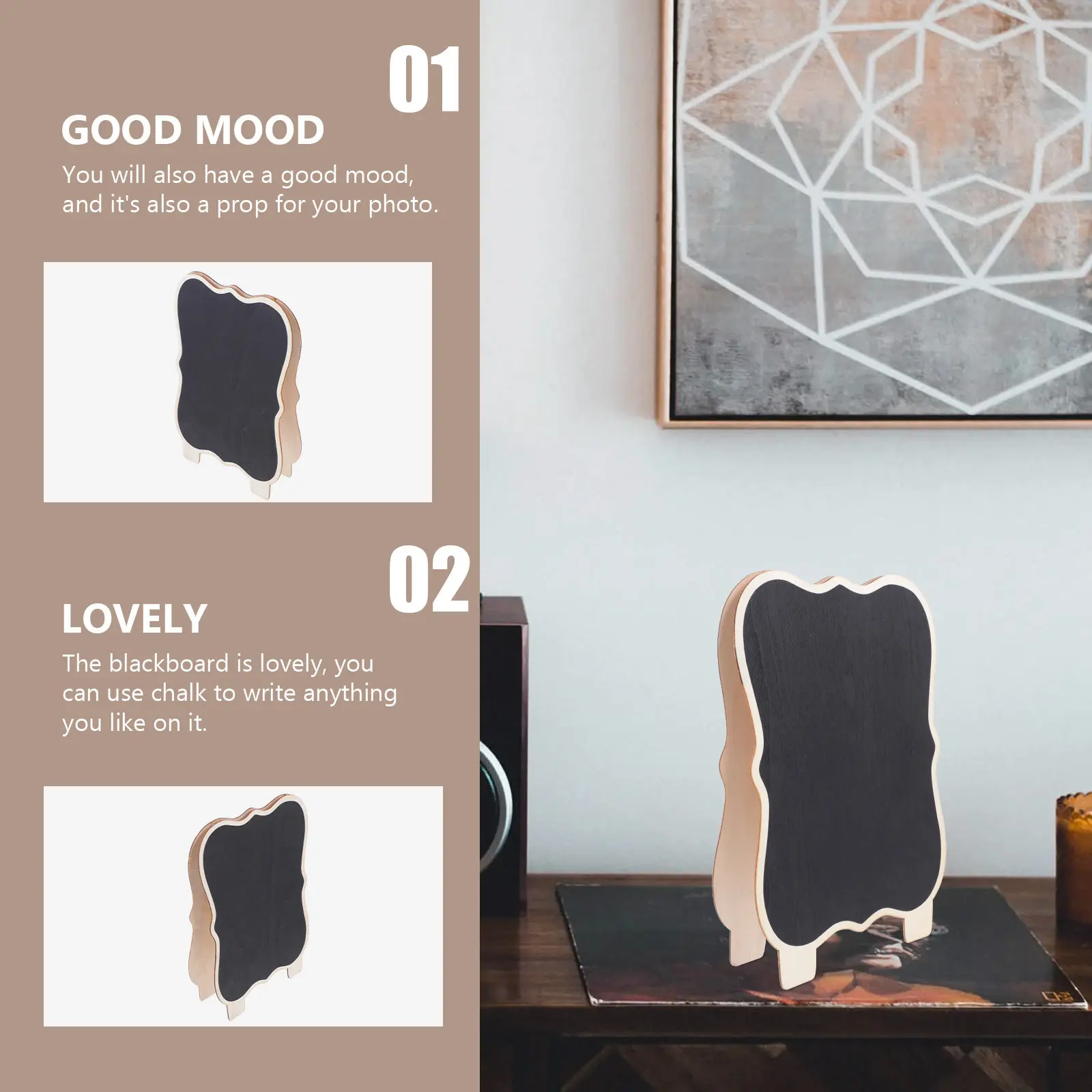 2Pcs Wooden Double Sided Chalkboard Message Board for Home Office Decor Writing Notice Memo Display Bulletin Erasable Craft