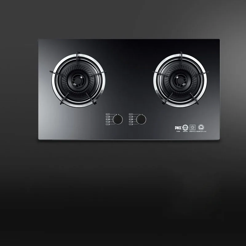 Explosion-Proof Gas Stove - Double Burner Toughened Glass Cooktop, Built-in Household Kitchen Stove with Safety Features