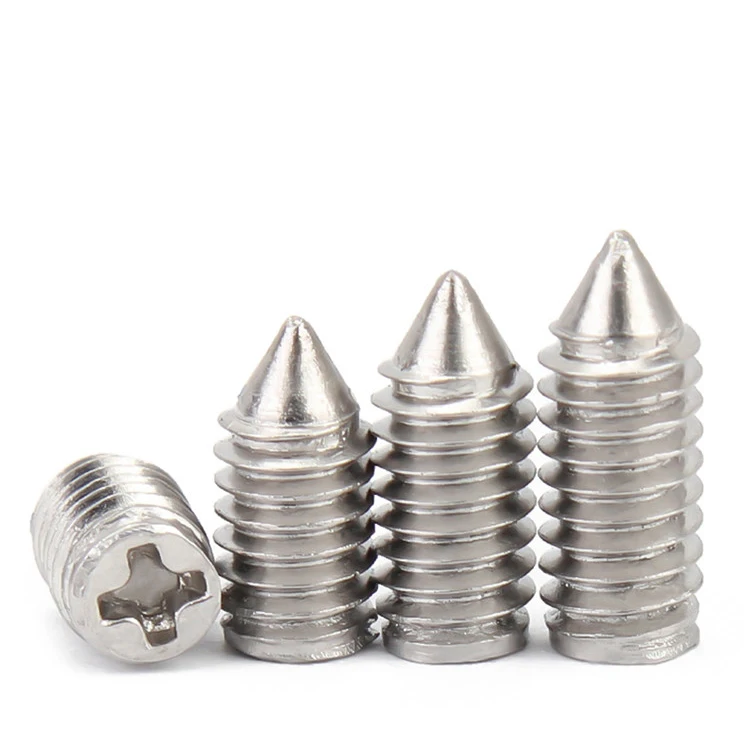 A2-70 304 Stainless Steel M2 M2.5 M3 M4 Phillips Tapered End Cone Point Set Screw Cross Cone End Headless Grub Bolt