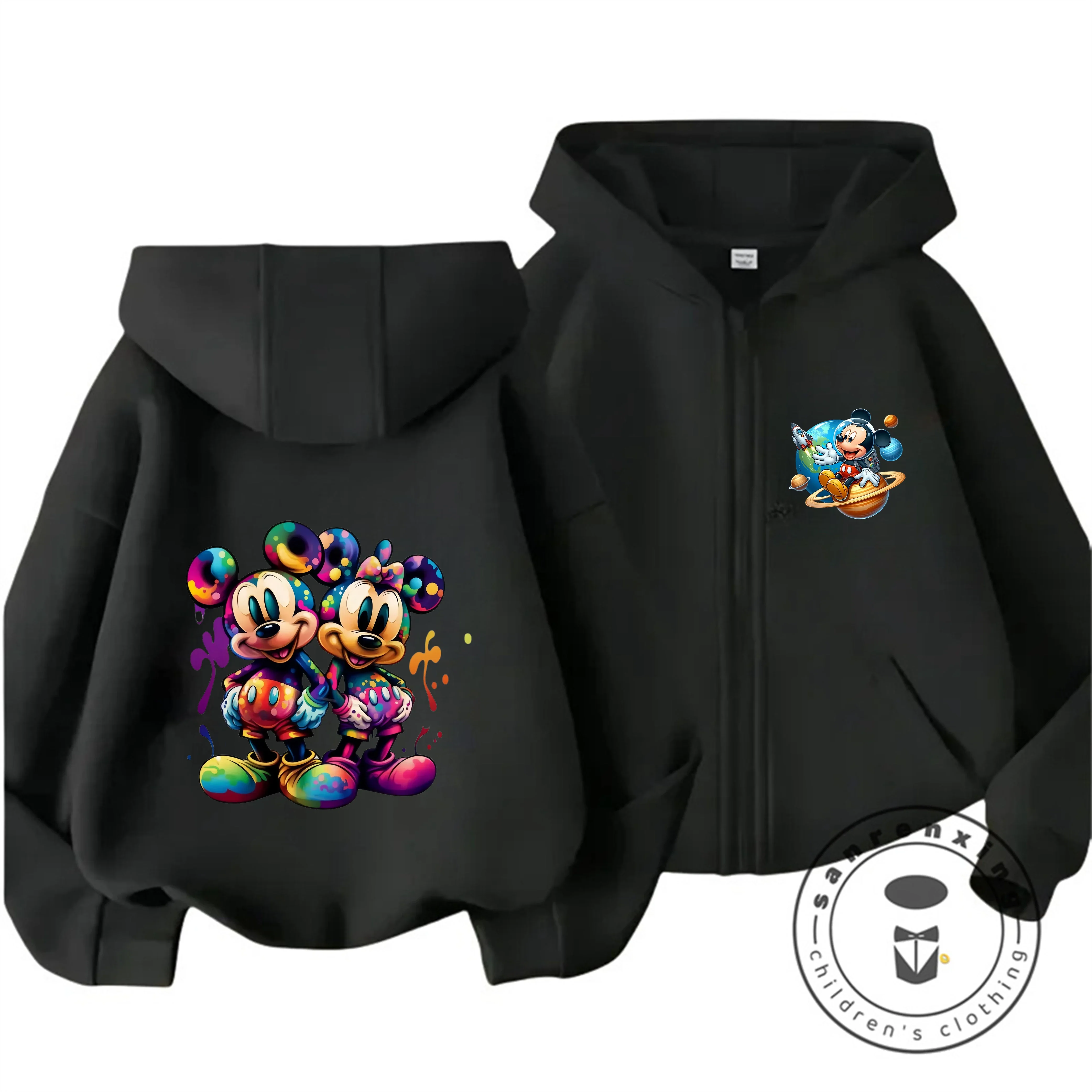 

Mickey Mouse Disney Zipper Hoodie 3-14Y Boys Girls Autumn Winter Cute Kawaii Cartoon Hot Street Warm Casual Children