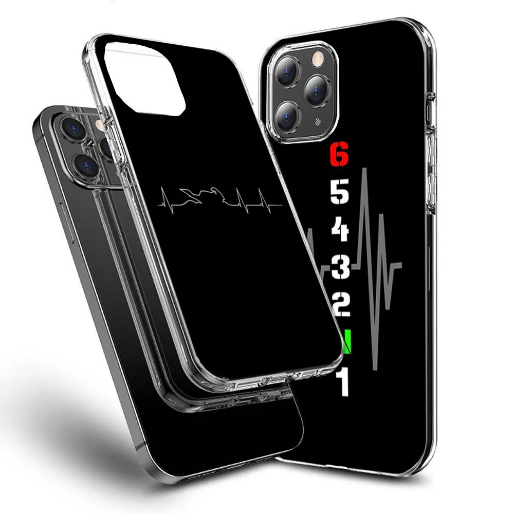 Motorcycle Heartbeat Phone Case For Apple Iphone 15+ 14 Plus 16 Pro Max 12 13 Mini 11 Pro X XS Max XR Cover Shell Coque