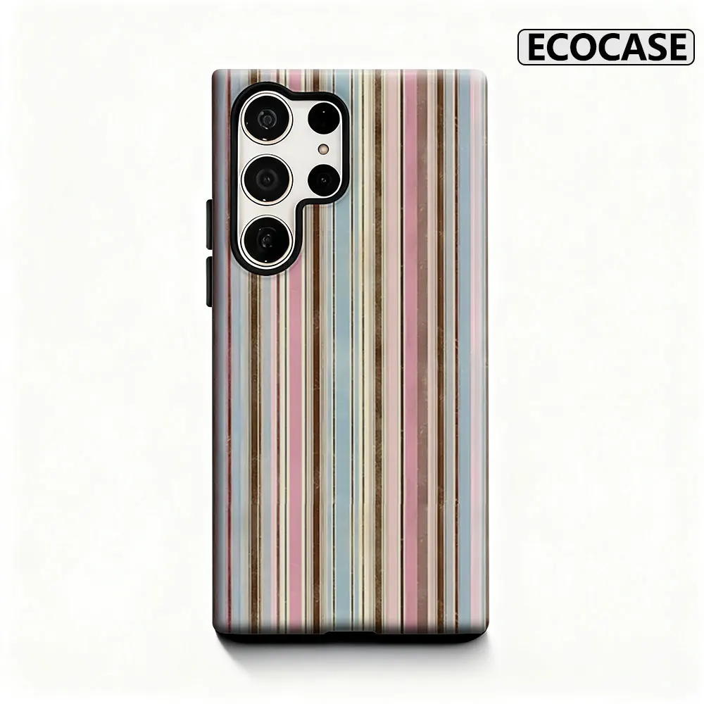 Vintage Stripes Phone Case for Samsung Galaxy S26 S25 Ultra S24 S23 Ultra Plus Shockproof Double layer tough Back Cover