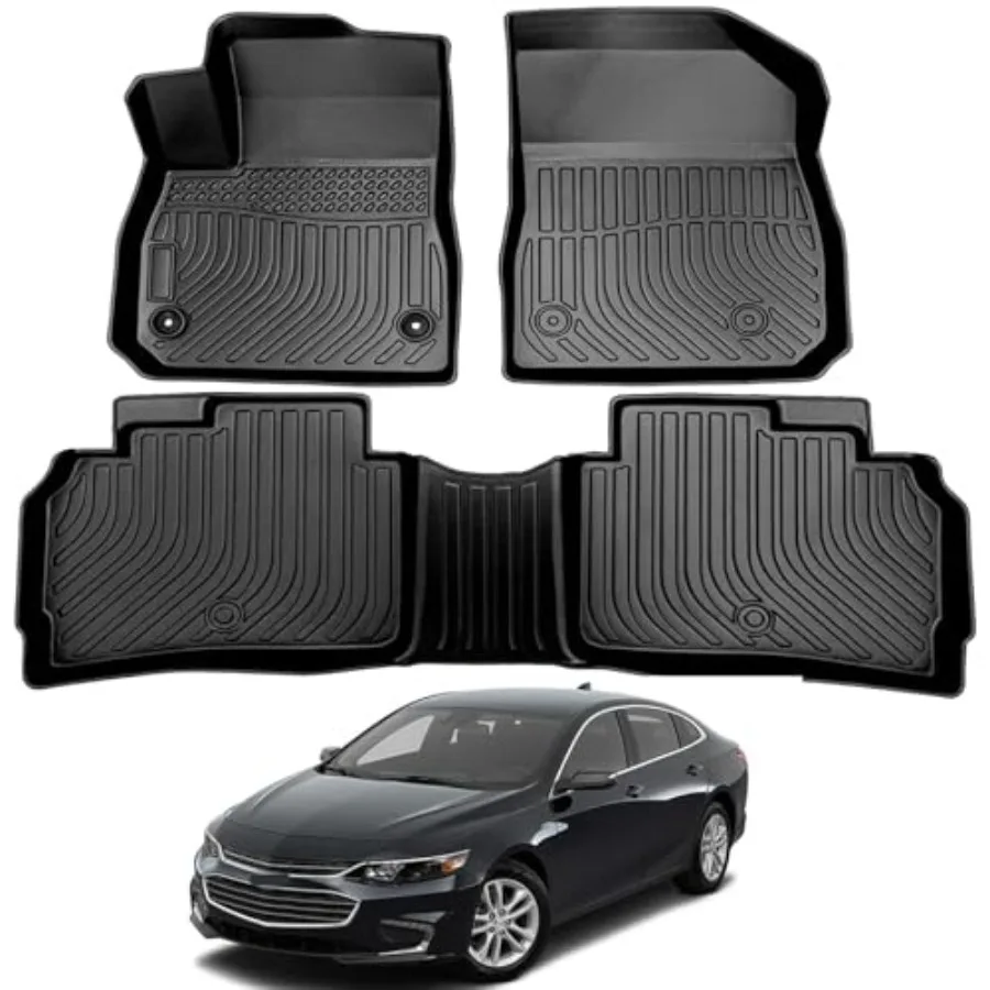 

Custom Fit Rubber Mats for 2016-2025 Chevy Malibu Floor and Cargo Liner Set TPE Rubber Black Full Coverage All Weather Protecti