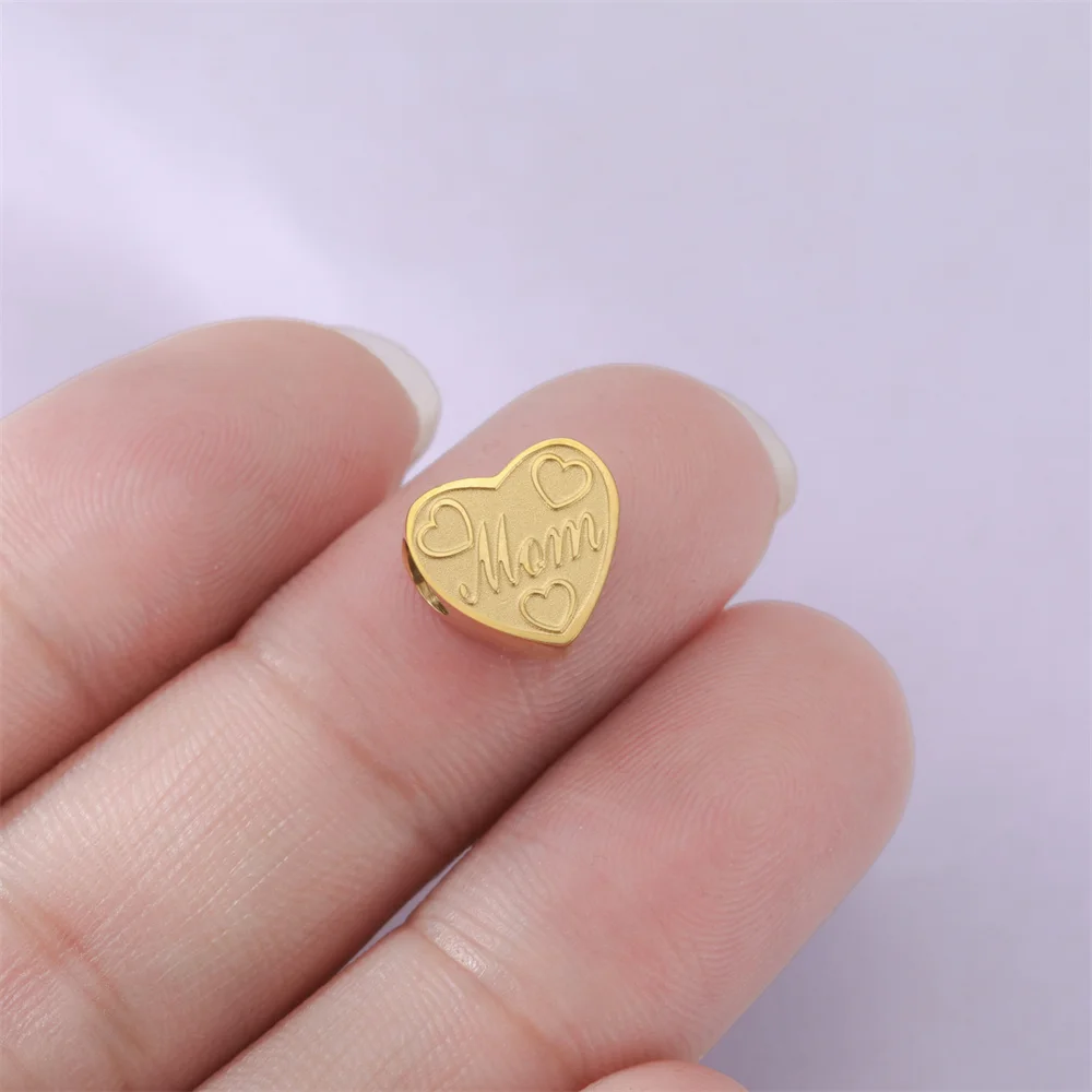 My Shape 5 pcs Mama Hope Love Charms for DIY Necklace Bracelet Good Luck Dream Stainless Steel Pendants for DIY Jewelry Making