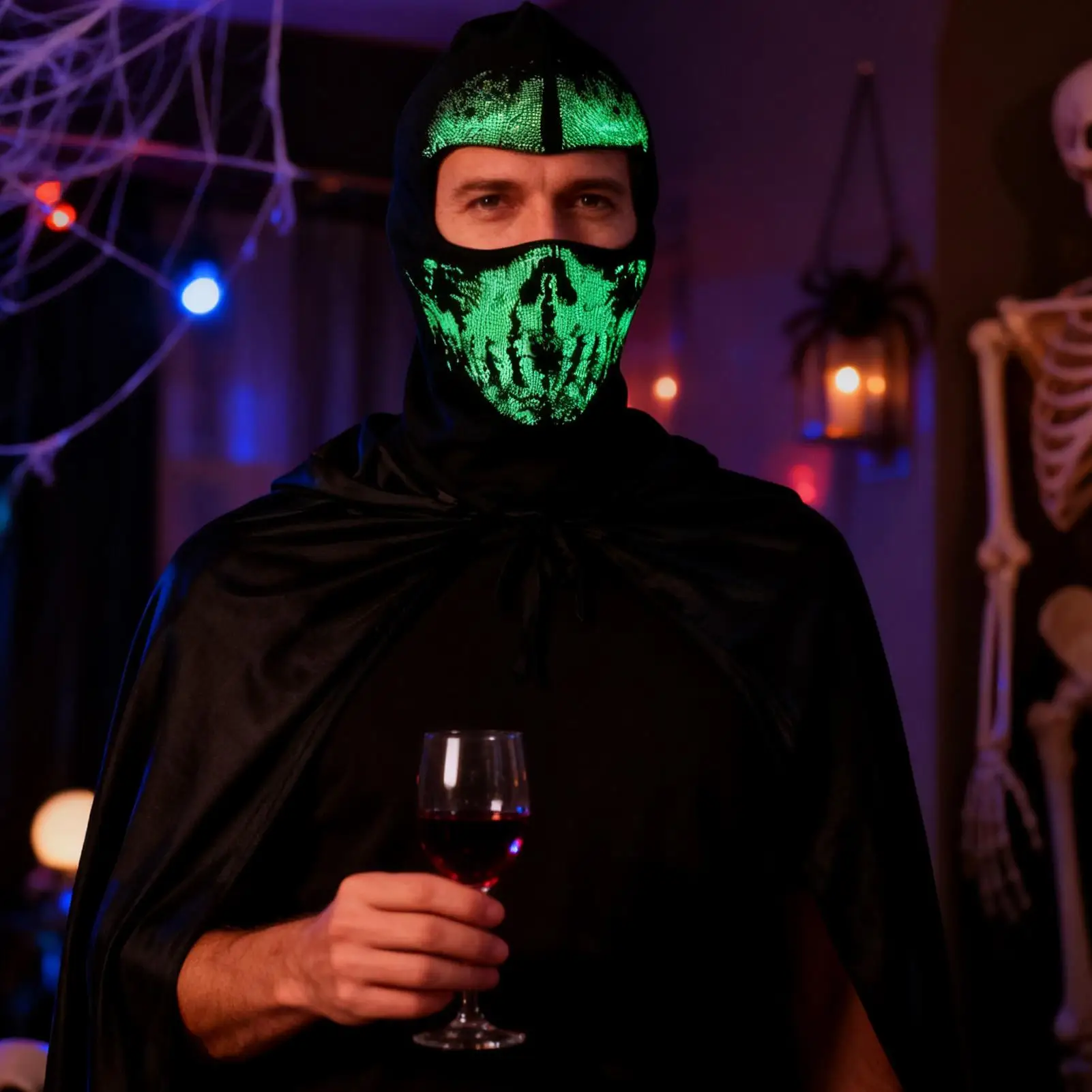 

Лыжный чехол для лица для мужчин, светящийся капюшон на Хэллоуин, светящийся лыжный чехол для лица в холодную погоду для бегунов, велосипедистов, женщин, косплей, мотоцикл