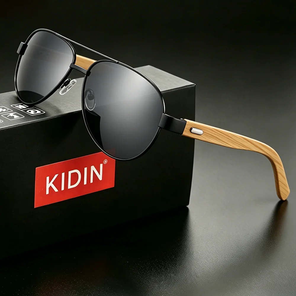 KINID Hand Made Bamboo Sunglasses Men Women Fashion Wooden Eyewear Oval Frame Sun Glass Travel Beach Party Style Glasses