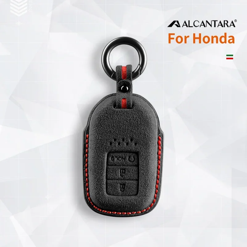 

Car Key Case Cover Shell For Honda Accord Civic Fit HRV CRV XRV Suede Keychain Protector Interior Accessories Alcantara 2022