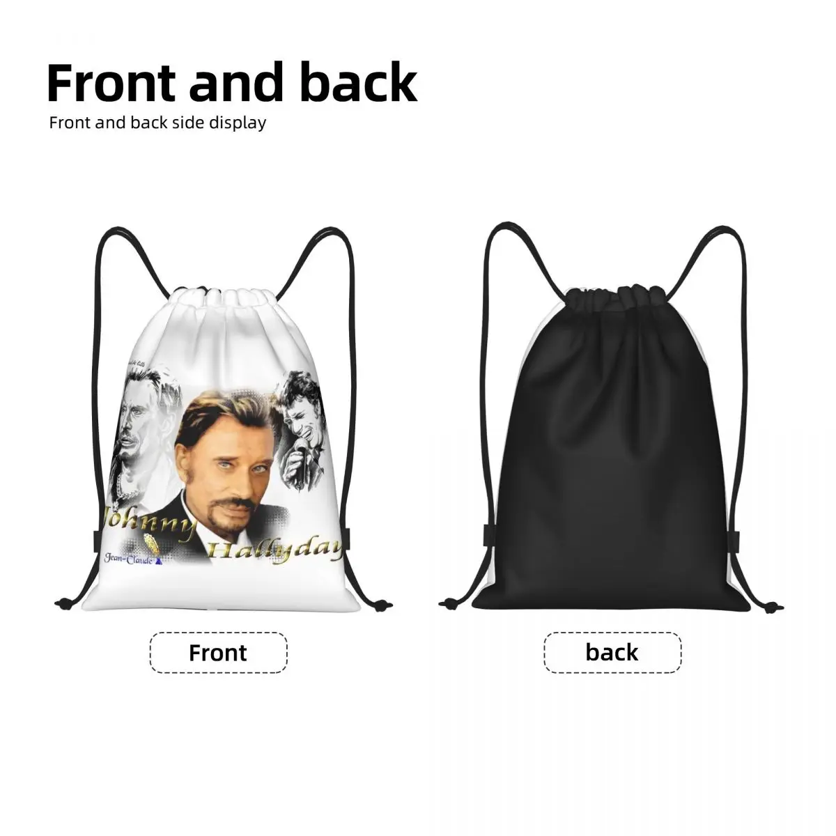 Rock Johnny Hallyday-mochila con cordón para hombre y mujer, bolsa deportiva para gimnasio, Singer francés, Shopping Sackpack