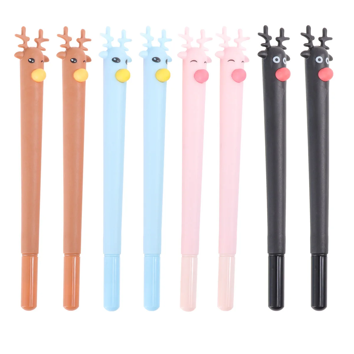 

8pcs Christmas Deer Shaped Ballpoint Pen Blue Ink Mini Cartoon Pens For Students Office Stationery Gift Smooth Writing