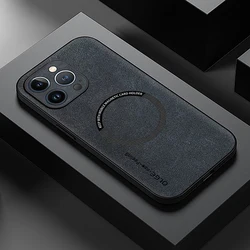 Magnetic For Magsafe Leather Case For iPhone 17 16e 16 15 14 12 13 Pro Max 11 17 Air Wireless Charge Soft Edge Hard Phone Cover
