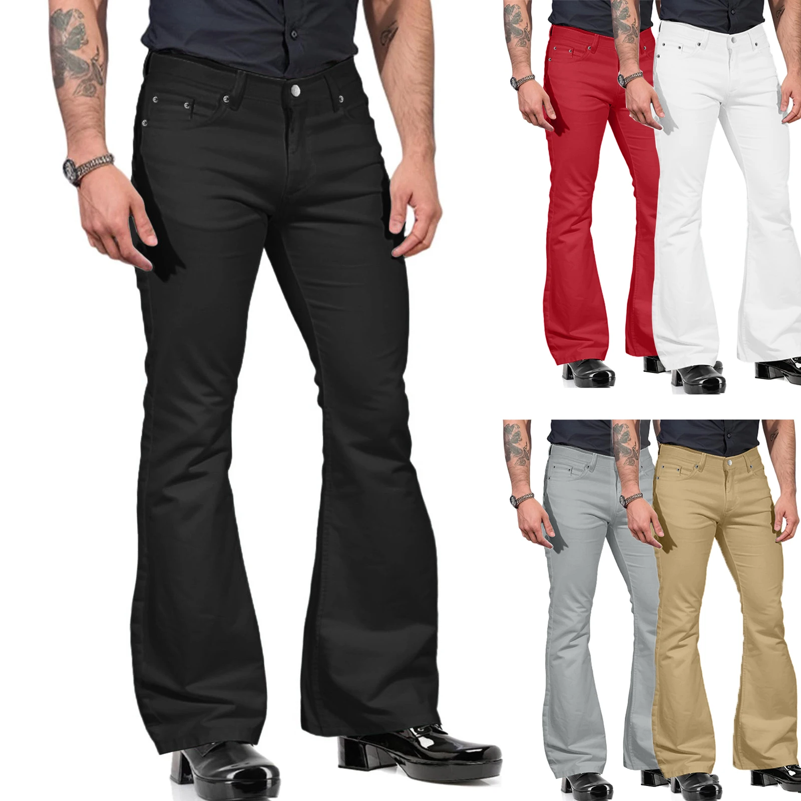 Pantalon Évasé en Denim pour Homme, Style Cargo, Décontracté, Slim, Épais, Rétro