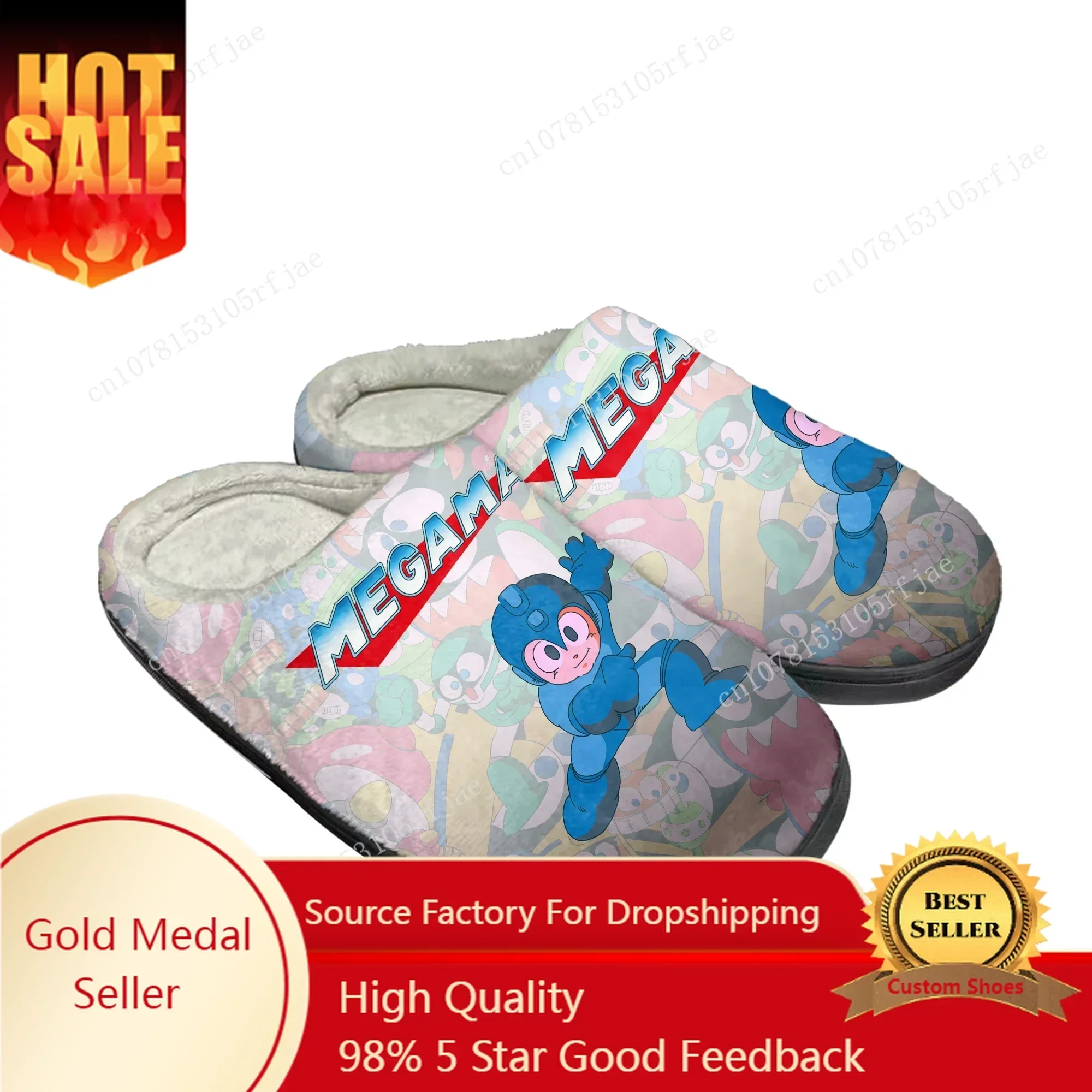 

Mega Man Megaman Custom Home Cotton Slippers Cartoon Game Mens Womens Plush Bedroom Casual Keep Warm Shoes Tailor Made Slipper