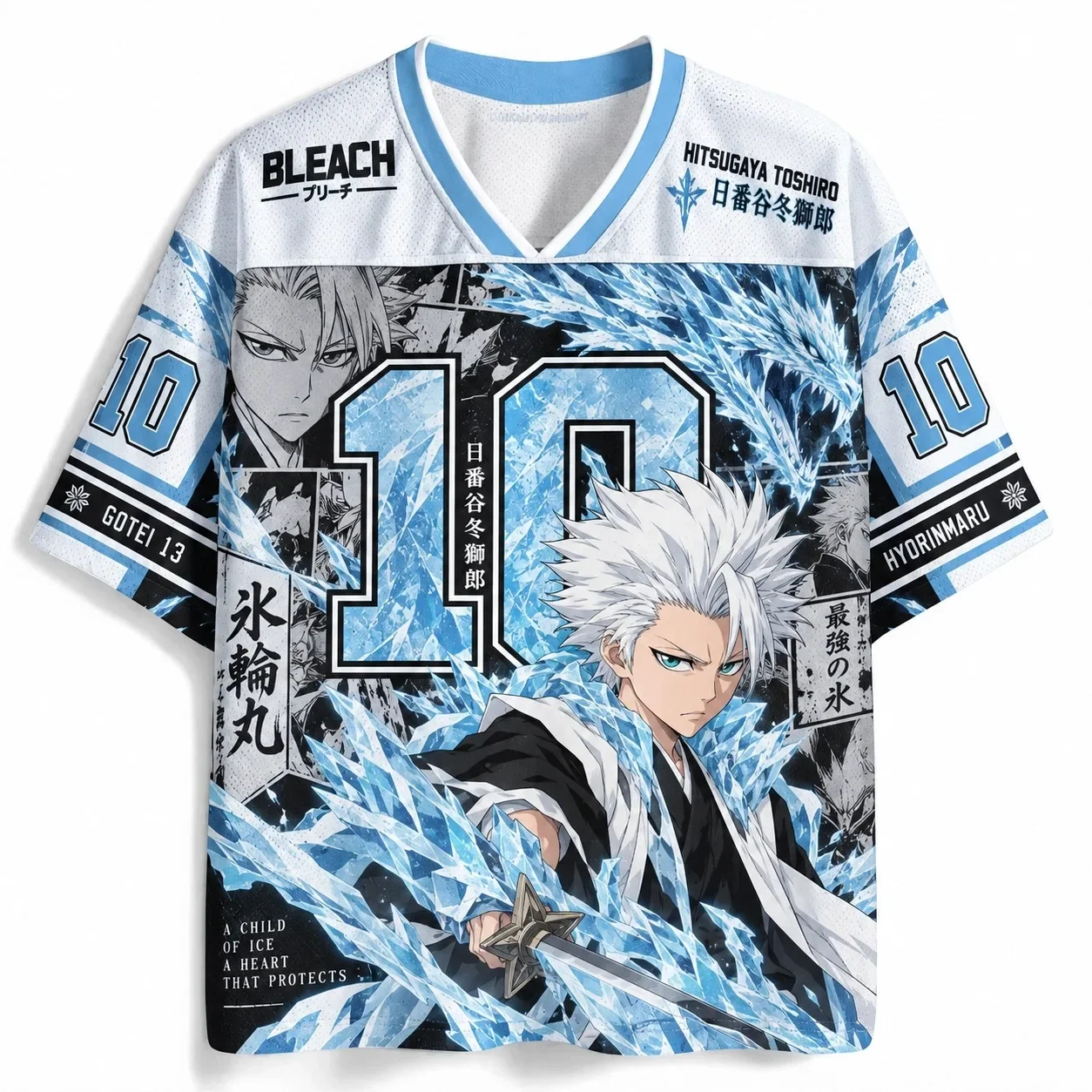 Anime Football Jersey V-neck T-shirt Japanese Manga Printed Short Sleeved Shirt Harajuku Street Sports Top Unisex Summer Jersey
