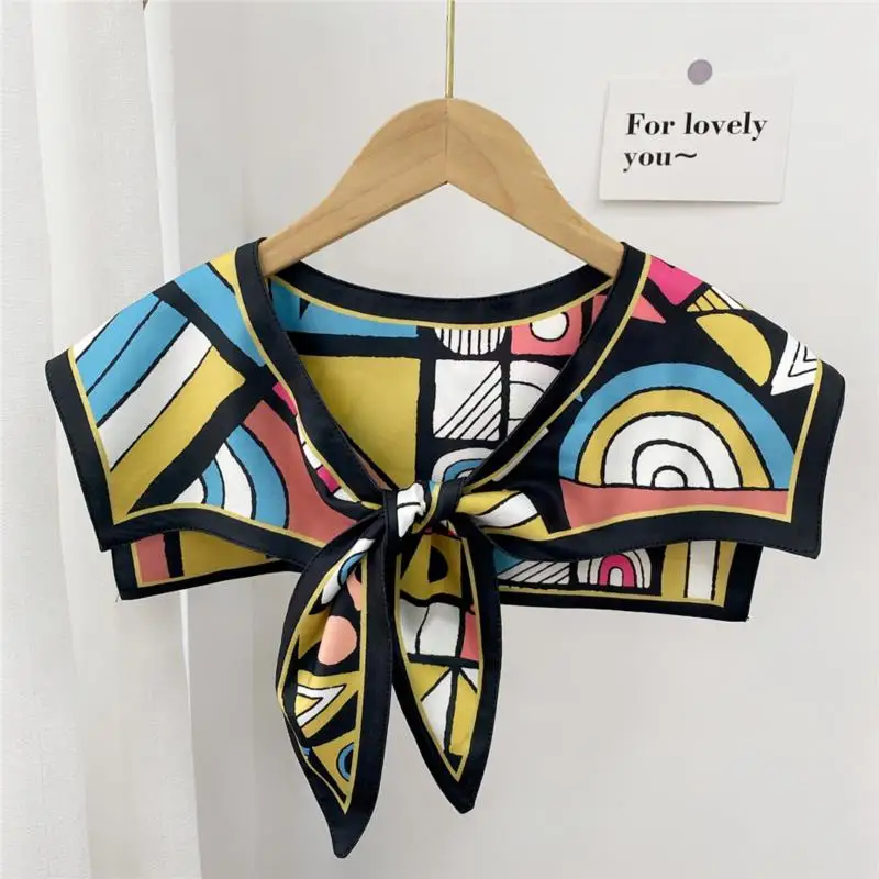 Front Tie Women Shawl Fake Collars Female Summer Cool Print Detachable Collar Dress Shoulder Wrap Shirt Blouse Tops False Collar