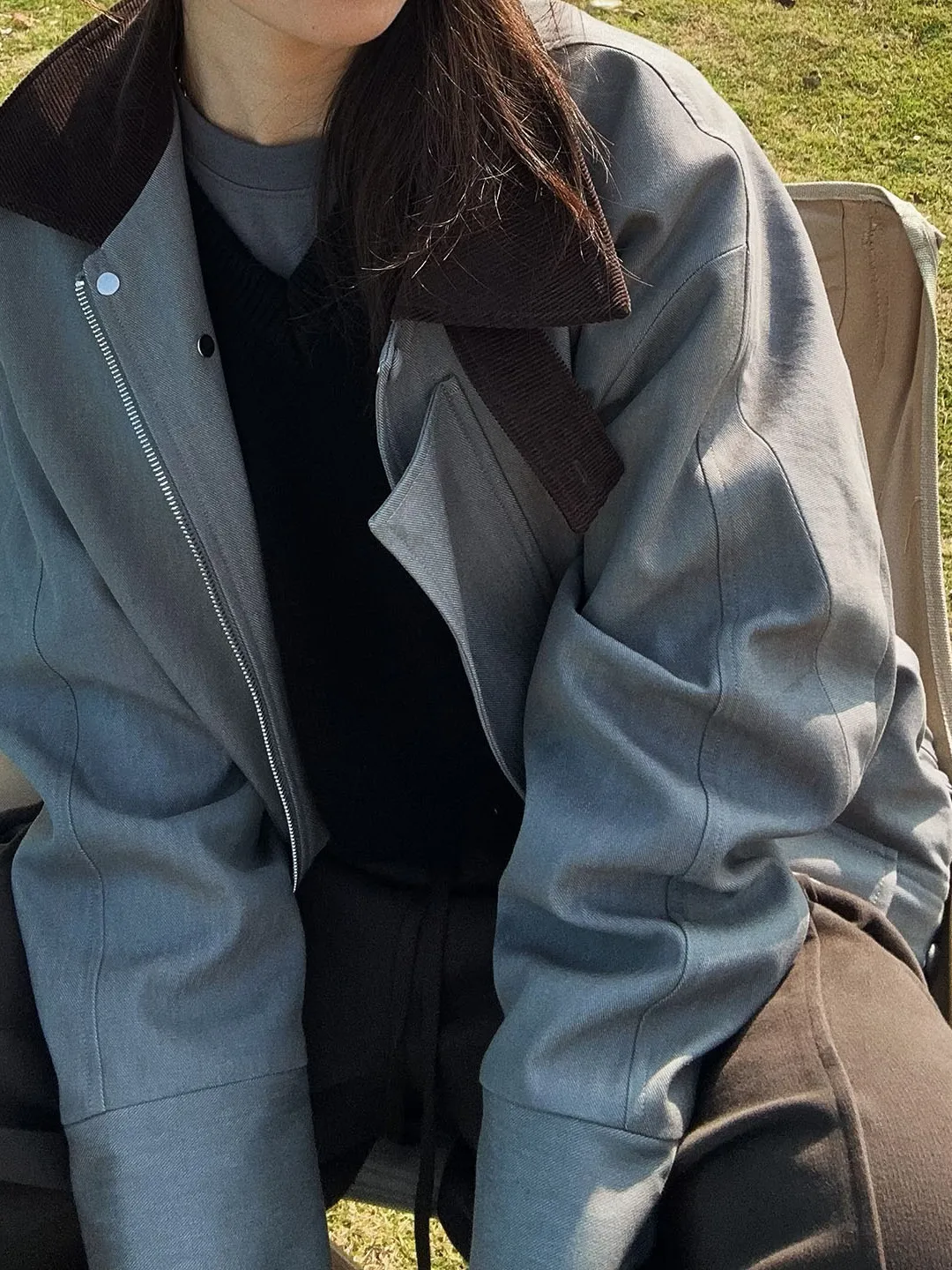 

Куртка-ветровка женская LSD с контрастными вставками, укороченная, с воротником, малого размера, в стиле рабочей одежды, модная