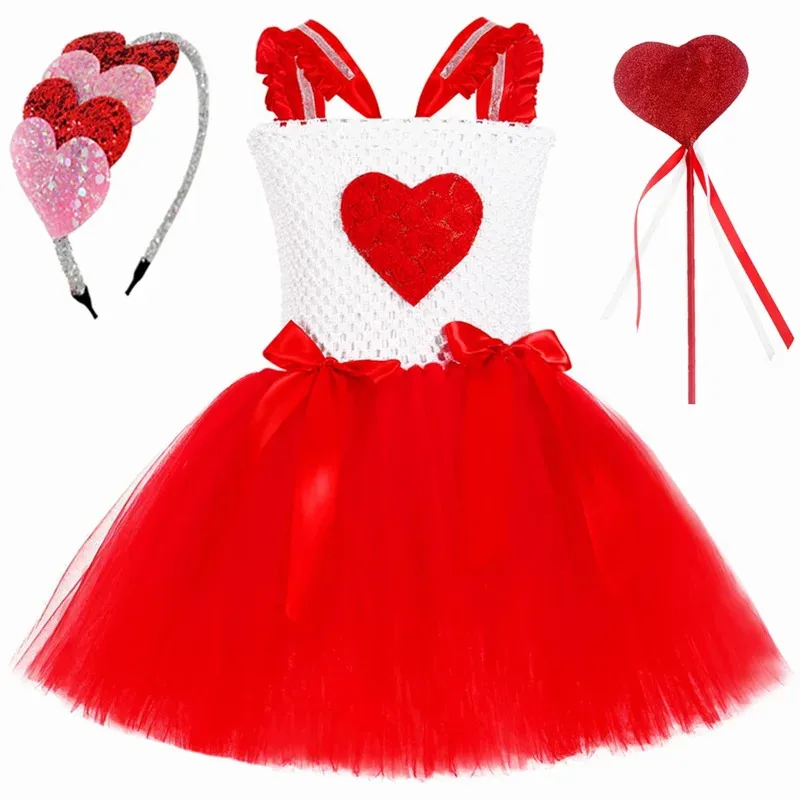 dd54Toddler Baby Girls Valentine’s Day Princess Dress Sweet Love Heart Tutu Dresses Kids Valentines Wedding Birthday Party Costu