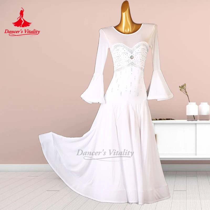 Ballroom Dance Professional Dresses Dancer's Vitality Women Adult Waltz Foxtrot Art Examination Flared Sleeves Clothes Customize