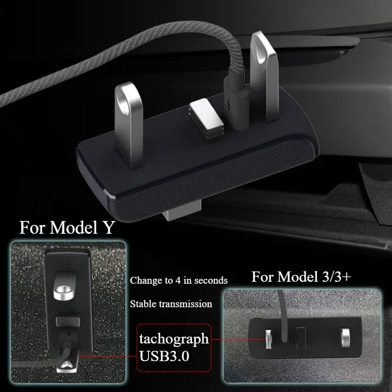

For Tesla Model 3/Y/3+ Docking Station USB Hub Glove Box Expansion Dock Fast Charging Upgrade Data Transfer Adapter Accessories