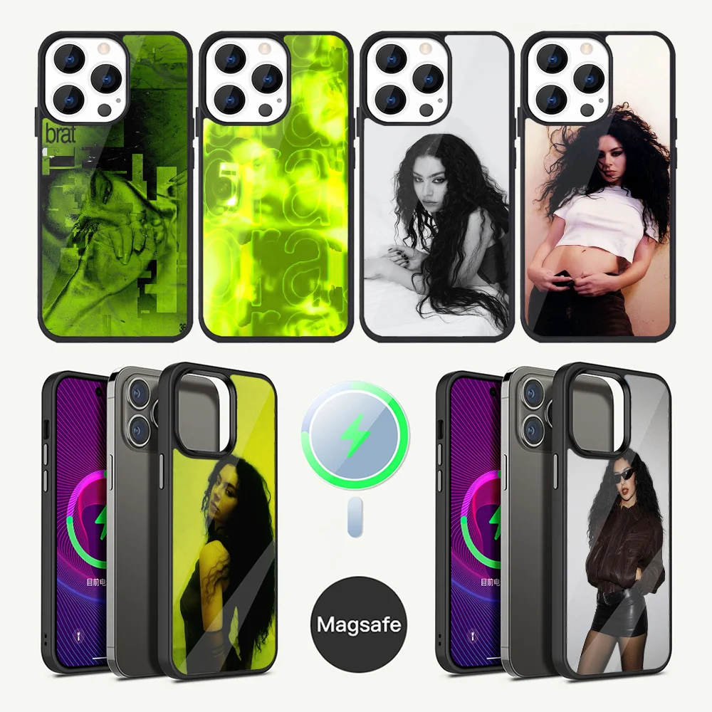 Singer C-Charli XCX Brat Phone Case For iPhone 16,15,14,13,12,11,Plus,Pro,Max Mini Magsafe Magnetic Wireless Charging