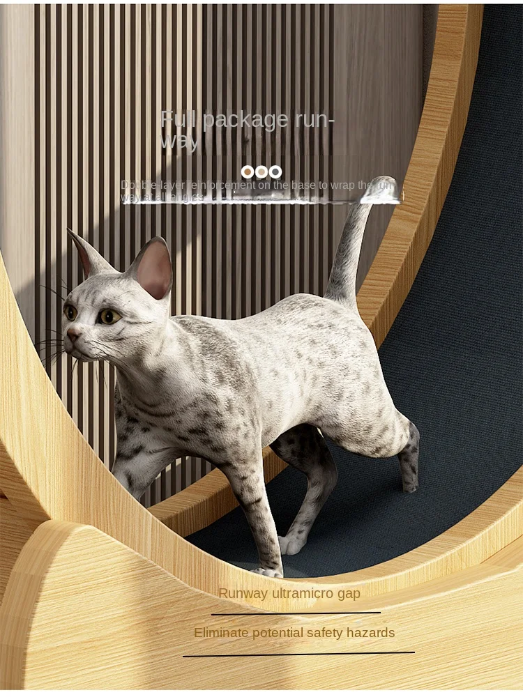 Eco-Friendly Cat Running Wheel - Small Pet Exercise Equipment with Solid Wood Cat-Tree and Silent Features