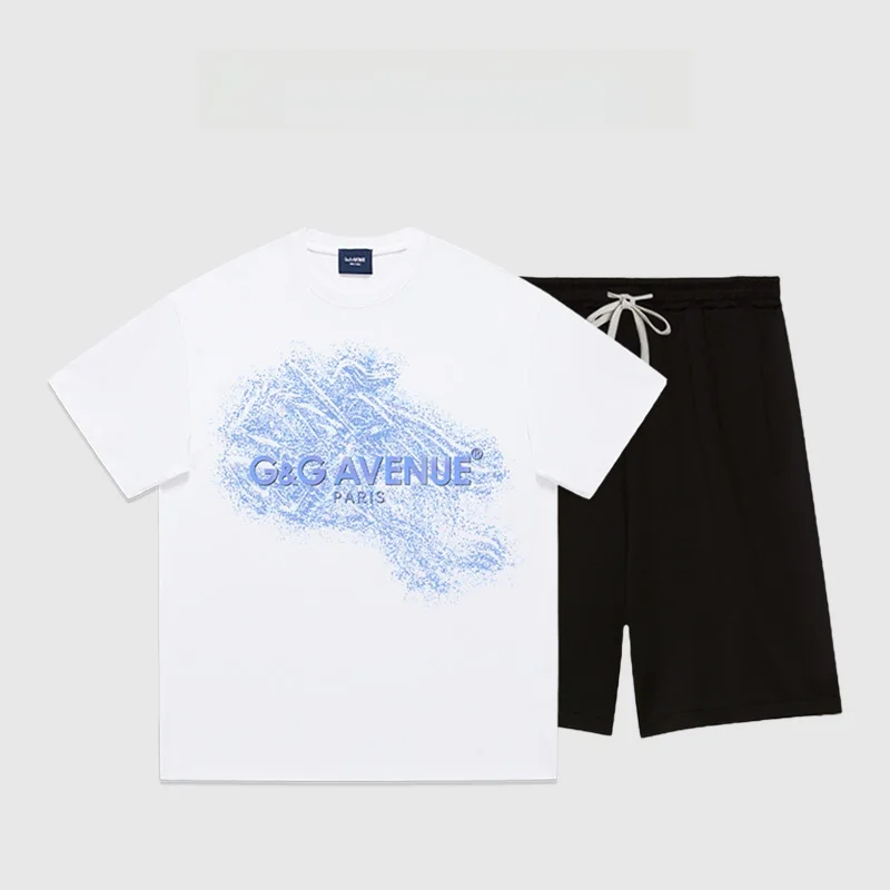 

Faionable Loose Casual Men's Two-Piece Set Summer Lightweight Comfortable T-irt And orts Ensemble for Youngsters