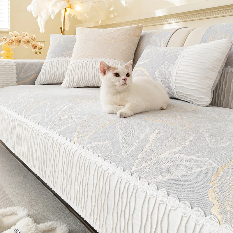 Chenille Sofa Cover Pad Four Seasons Universal Non-Slip Couch Slipcover L-shaped Sofa Towel Protector for Living Room