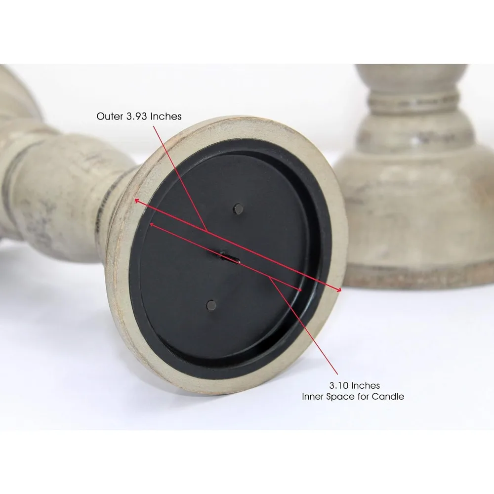 حامل عمود شمعة من الخشب الصلب - مجموعة من 3 حامل شمعدان منحوت يدويًا - مزرعة مركزية لطاولة العطلات الريفية البوهيمية